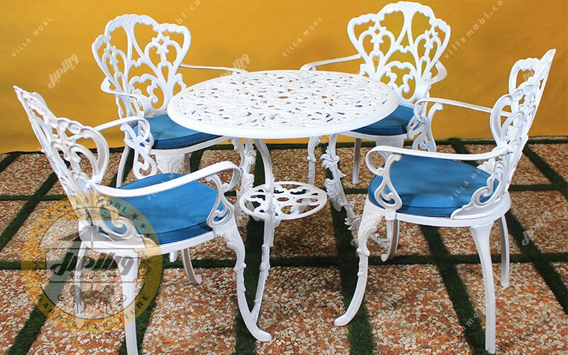 رنگ بندی میز و صندلی باغی آلومینیومی مدالیوم دسته دار