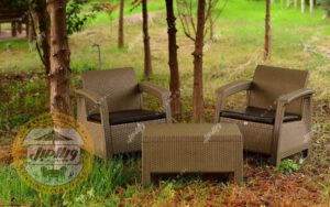 مبل باغی یک نفره پلیمری طرح حصیر بافت