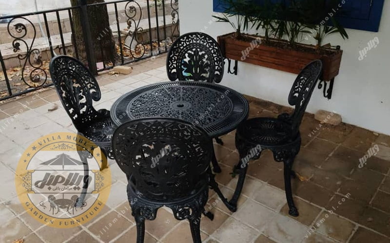 میز و صندلی باغی آلومینیومی چکاوک رنگ مشکی 02
