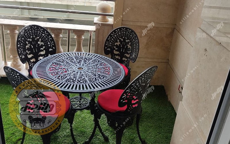 میز و صندلی باغی آلومینیومی چکاوک رنگ مشکی 03