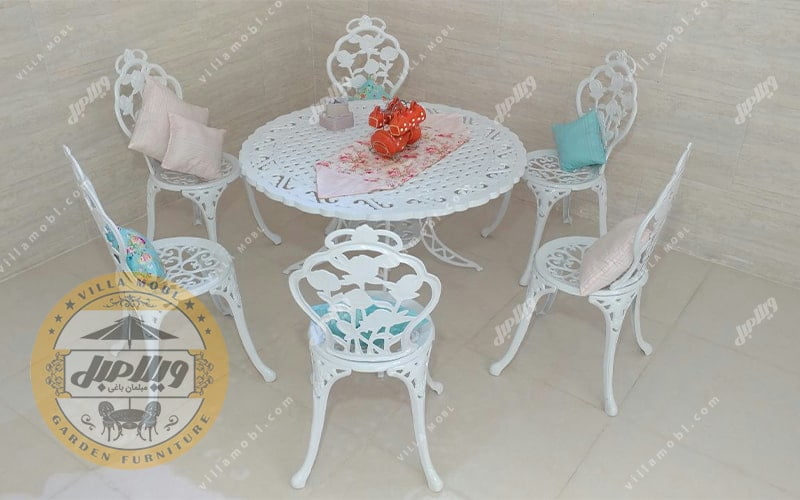 میز و صندلی باغی و آشپزخانه گل رز آلومینیومی
