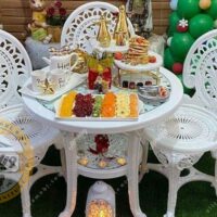 صندلی و میز پلاستیکی پلیمری طاووسی 3 نفره