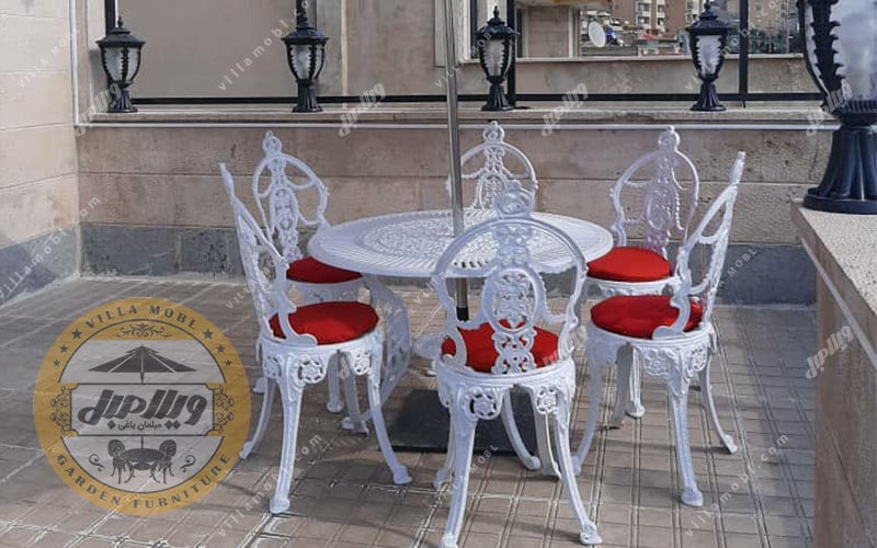 میز و صندلی ویلایی گل مینا آلومینیومی ضدزنگ