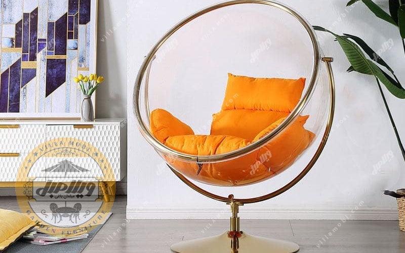 صندلی ریلکسی شیشه ای راک مدل گلزار نارنجی