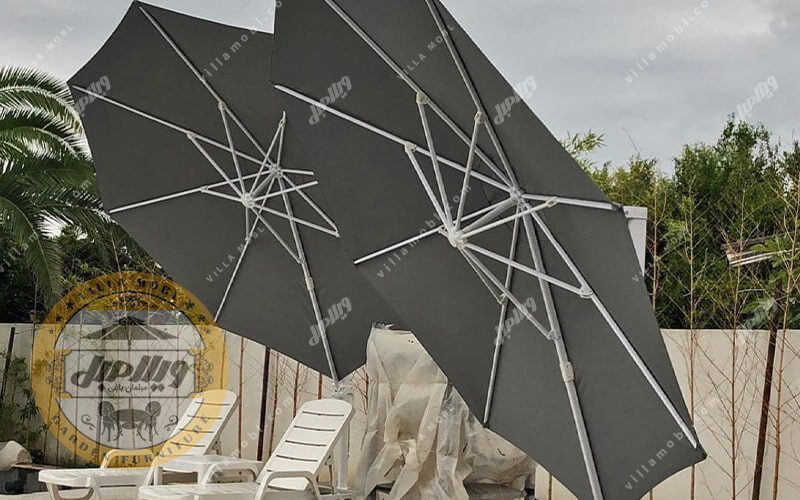 چتر و سایبان پایه کنار مدل کارینا هشت ضلعی سه و نیم متری طوسی