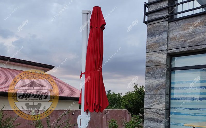 چتر و سایبان پایه کنار مدل کارینا هشت ضلعی سه و نیم متری قرمز