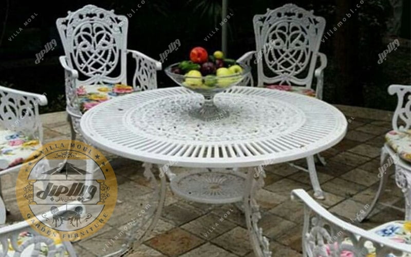 میز باغی آلومینیومی مدل کبریتی قطر 105 سانتی متر