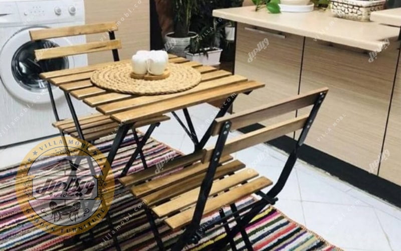 میز و صندلی چوبی فلزی پیچک