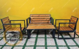 مبلمان باغی چوب و آلومینیوم زنبق