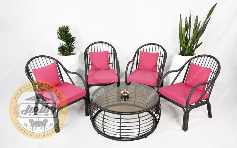 مبل باغی فلزی حصیر بافت مدل کیا