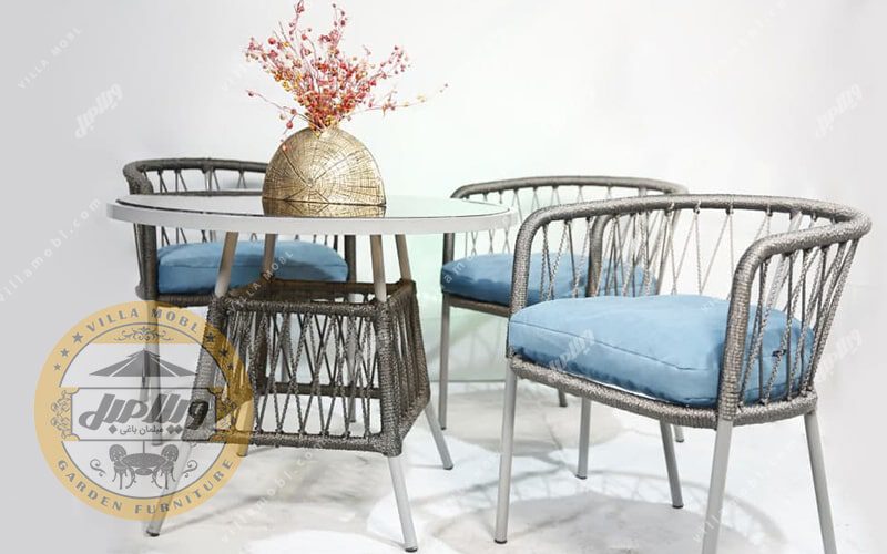 مبل باغی فلزی حصیری بافت مدل رایکا