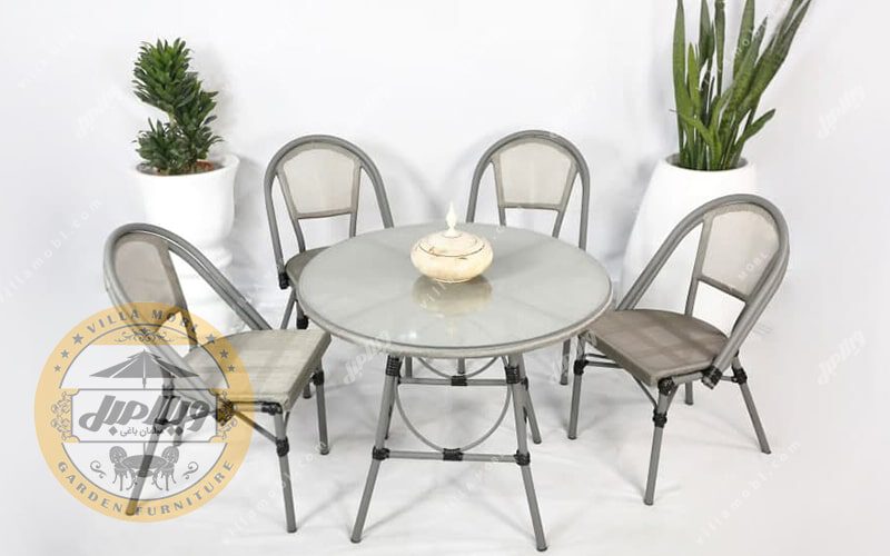 مبل باغی فلزی حصیری بافت مدل تکستایل