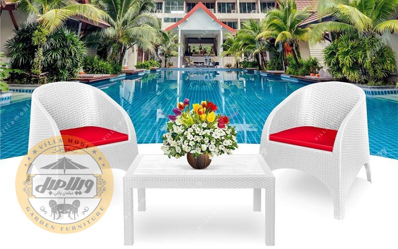 مبل باغی پلیمری حصیری مدل آذین