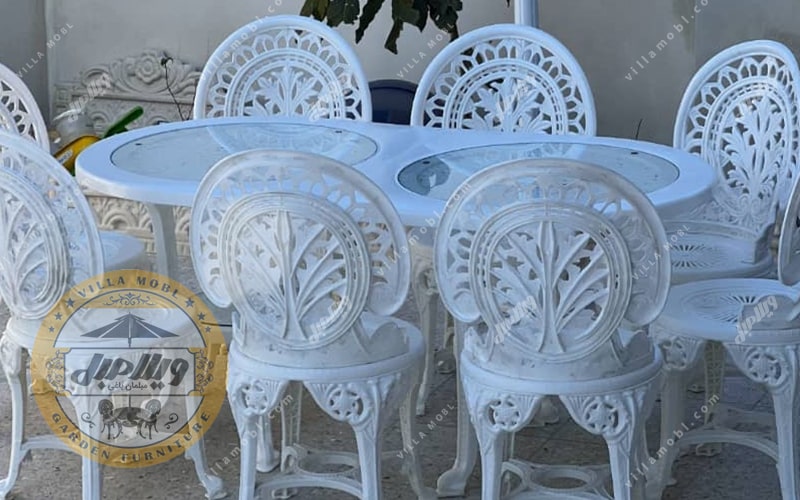 گالری میز و صندلی پلیمری مدل طاووس