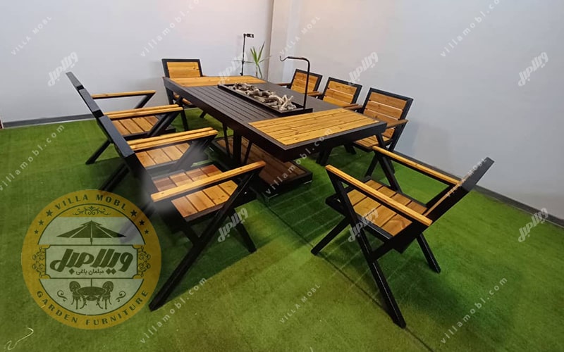 مبلمان باغی با آتشدان مستطیل مدل راکسا