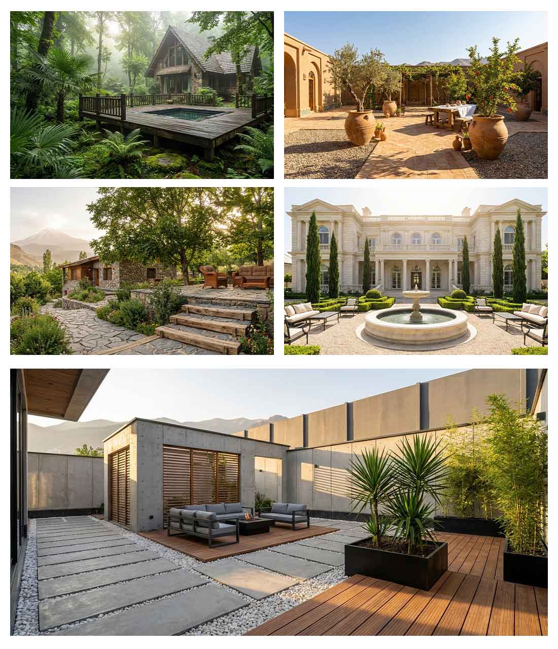 سبک های محوطه سازی حیاط