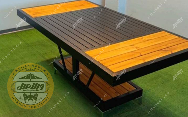 میز باغی چوبی فلزی مدل لاین